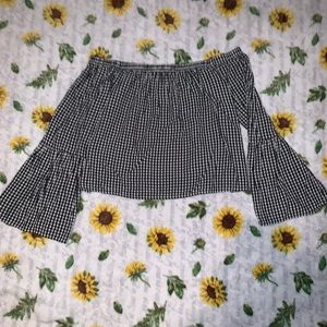 Off The Shoulder Black & White Checkered Top